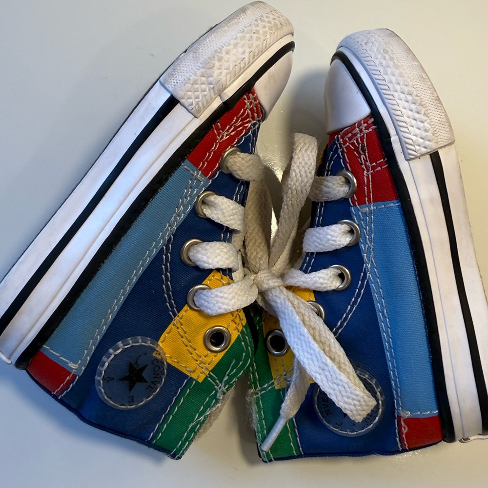 CONVERSE HI TOP MULTI COLOR BLOCK LITTLES SZ 4